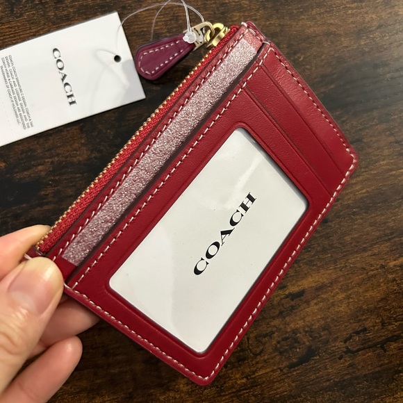 Coach Mini Skinny Id Case In Signature Canvas With Heart Print - Picture 3 of 8